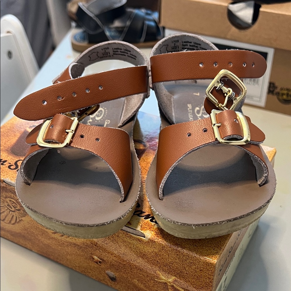 Classic Tan Kids Sandals with Buckle